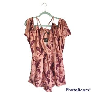 Romper Topshop Women Burgundy Medium Floral Cold Shoulder